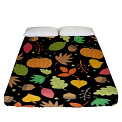 Thanksgiving Pattern Fitted Sheet (queen Size) by Valentinaart