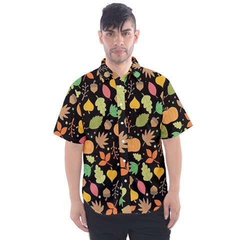 Thanksgiving Pattern Men s Short Sleeve Shirt by Valentinaart