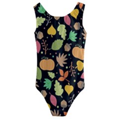 Thanksgiving Pattern Kids  Cut-out Back One Piece Swimsuit