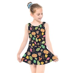 Thanksgiving Pattern Kids  Skater Dress Swimsuit