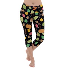 Thanksgiving Pattern Lightweight Velour Capri Yoga Leggings