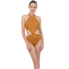 New Stuff-4 Halter Side Cut Swimsuit