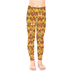 Brown Zigzag & Adorable Fox Print Kids  Legging by PattyVilleDesigns