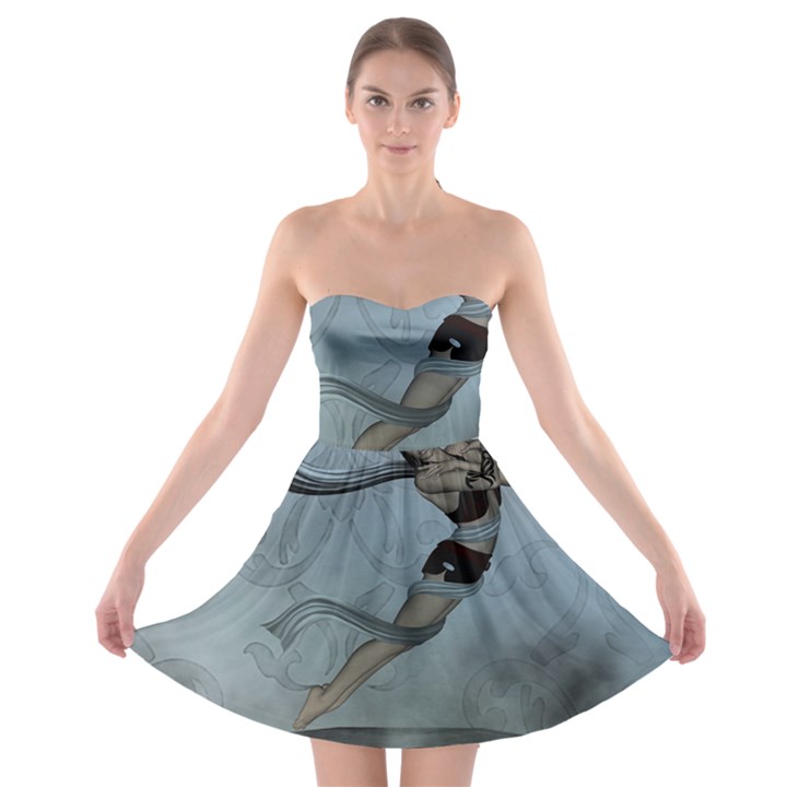 Wonderful  Fairy, Blue Colors Strapless Bra Top Dress