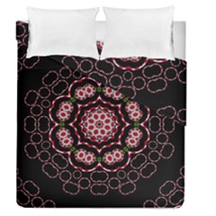 Fantasy Flowers Ornate And Polka Dots Landscape Duvet Cover Double Side (queen Size)