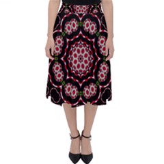 Fantasy Flowers Ornate And Polka Dots Landscape Classic Midi Skirt