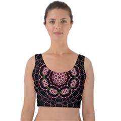 Fantasy Flowers Ornate And Polka Dots Landscape Velvet Crop Top