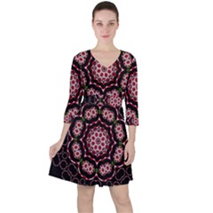 Fantasy Flowers Ornate And Polka Dots Landscape Ruffle Dress