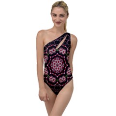 Fantasy Flowers Ornate And Polka Dots Landscape To One Side Swimsuit