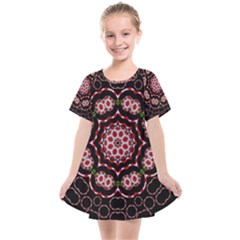 Fantasy Flowers Ornate And Polka Dots Landscape Kids  Smock Dress