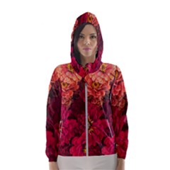 Peach And Pink Zinnias Hooded Windbreaker (women)