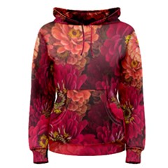 Peach And Pink Zinnias Women s Pullover Hoodie