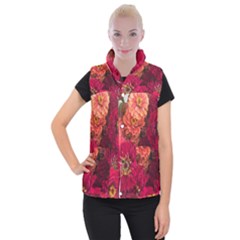 Peach And Pink Zinnias Women s Button Up Vest