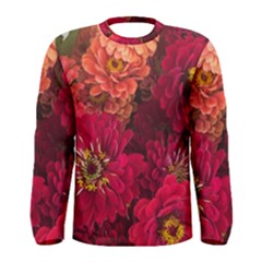 Peach And Pink Zinnias Men s Long Sleeve Tee