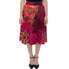 Peach And Pink Zinnias Classic Midi Skirt