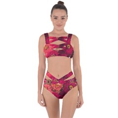 Peach And Pink Zinnias Bandaged Up Bikini Set 