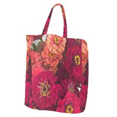 Peach And Pink Zinnias Giant Grocery Tote by bloomingvinedesign