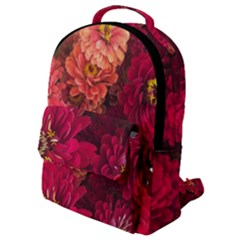 Peach And Pink Zinnias Flap Pocket Backpack (small)