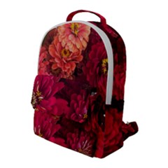 Peach And Pink Zinnias Flap Pocket Backpack (large)