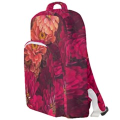 Peach And Pink Zinnias Double Compartment Backpack