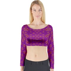 Seasonal Delight With Fantasy Flowers Long Sleeve Crop Top by pepitasart