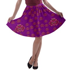 Seasonal Delight With Fantasy Flowers A-line Skater Skirt by pepitasart