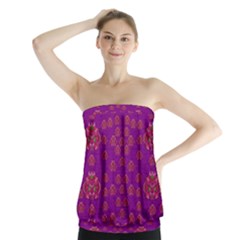 Seasonal Delight With Fantasy Flowers Strapless Top by pepitasart