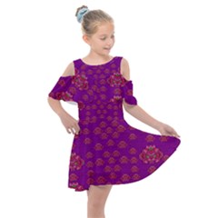 Seasonal Delight With Fantasy Flowers Kids  Shoulder Cutout Chiffon Dress by pepitasart