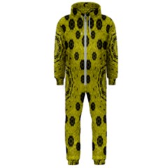 Gold For Golden People And Flowers Hooded Jumpsuit (men)  by pepitasart