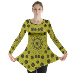 Gold For Golden People And Flowers Long Sleeve Tunic  by pepitasart