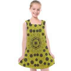 Gold For Golden People And Flowers Kids  Cross Back Dress