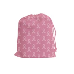 Pink Ribbon - Breast Cancer Awareness Month Drawstring Pouch (large) by Valentinaart