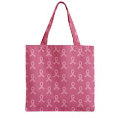 Pink Ribbon - Breast Cancer Awareness Month Zipper Grocery Tote Bag by Valentinaart