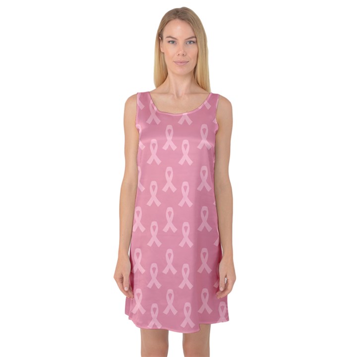 Pink Ribbon - breast cancer awareness month Sleeveless Satin Nightdress