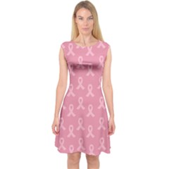 Pink Ribbon - Breast Cancer Awareness Month Capsleeve Midi Dress by Valentinaart