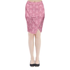 Pink Ribbon - Breast Cancer Awareness Month Midi Wrap Pencil Skirt by Valentinaart