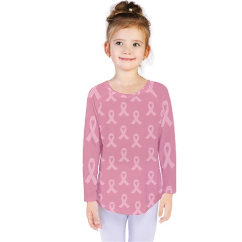 Pink Ribbon - Breast Cancer Awareness Month Kids  Long Sleeve Tee by Valentinaart