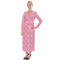 Pink Ribbon - Breast Cancer Awareness Month Velvet Maxi Wrap Dress