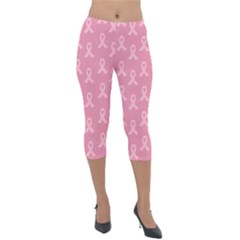 Pink Ribbon - Breast Cancer Awareness Month Lightweight Velour Capri Leggings  by Valentinaart