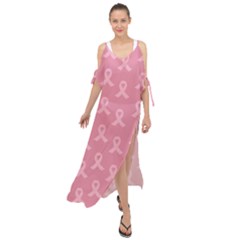 Pink Ribbon - Breast Cancer Awareness Month Maxi Chiffon Cover Up Dress