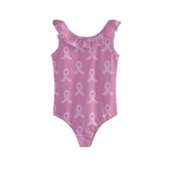 Pink Ribbon - Breast Cancer Awareness Month Kids  Frill Swimsuit