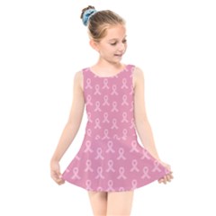 Pink Ribbon - Breast Cancer Awareness Month Kids  Skater Dress Swimsuit