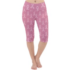 Pink Ribbon - Breast Cancer Awareness Month Lightweight Velour Cropped Yoga Leggings