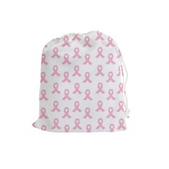 Pink Ribbon - Breast Cancer Awareness Month Drawstring Pouch (large) by Valentinaart