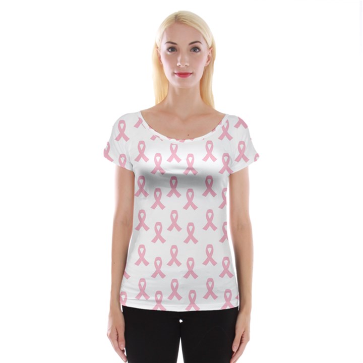 Pink Ribbon - breast cancer awareness month Cap Sleeve Top