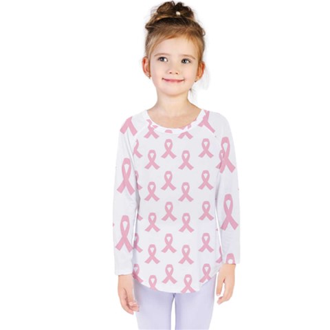 Pink Ribbon - Breast Cancer Awareness Month Kids  Long Sleeve Tee by Valentinaart