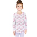 Pink Ribbon - breast cancer awareness month Kids  Long Sleeve Tee View1