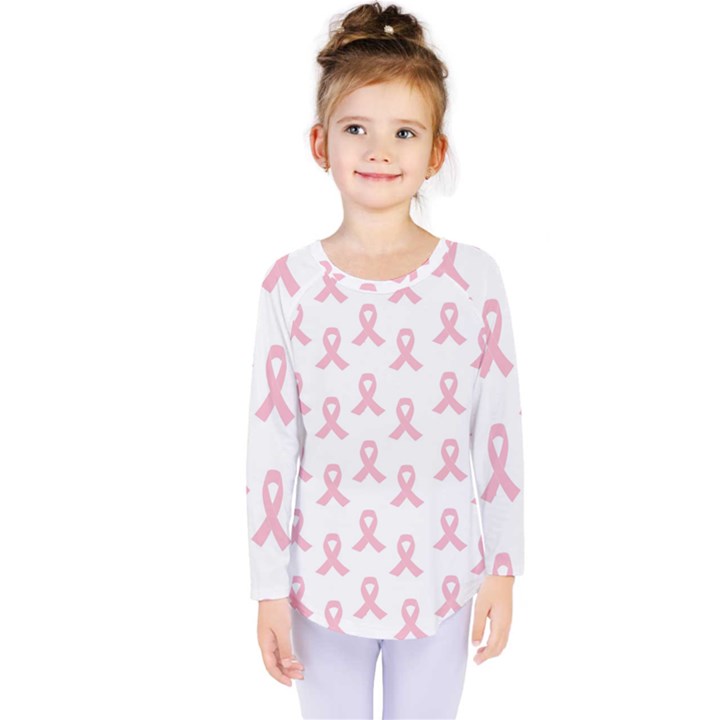 Pink Ribbon - breast cancer awareness month Kids  Long Sleeve Tee