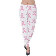 Pink Ribbon - Breast Cancer Awareness Month Velvet Leggings by Valentinaart