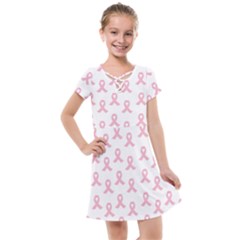 Pink Ribbon - Breast Cancer Awareness Month Kids  Cross Web Dress by Valentinaart